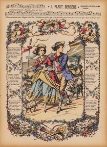 Il Pleut, Bergere (kolorowa rycina) autorstwa (after) French School