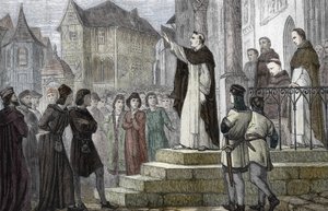 Przedstawienie Alberta Wielkiego (1193/1206-1280) nauczającego w Paryżu, na Uniwersytecie Paryskim, w pierwszym klasztorze dominikanów przy Rue Saint Jacques (College des Jacobins) pod zwierzchnictwem Guerica de Saint-Quentina) 1241-1245 ( Portret Alberta autorstwa (after) French School
