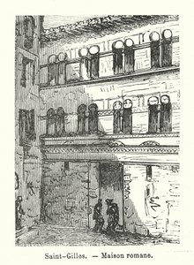 Saint-Gilles, romański dom (rycina) autorstwa (after) French School