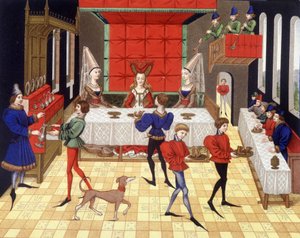 Serwis stołowy w kasztelanie - faksymile miniatury Rzymianina Renauda de Montaubana autorstwa (after) French School