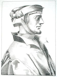 Agrippa von Nettesheim (1486-1535) kopia ilustracji z „Das Kloster” vol II autorstwa J Scheible, Stuttgart 1845, wykorzystana w „Historii magii”, wydanej pod koniec XIX wieku (rycina) autorstwa (after) German School