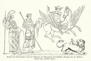 Bellerophon walczący z Chimerą (rycina) autorstwa (after) German School