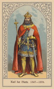 Karol IV, król Czech i Niemiec oraz Święty Cesarz Rzymski (kolorowa litografia)