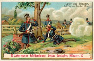 Picie piosenki przed bitwą (chromolitho) autorstwa (after) German School