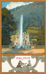Zamek Linderhof, Bawaria (chromolitho) autorstwa (after) German School
