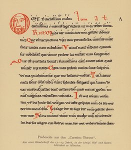 Strona z Carmina Burana (kolorowa litografia) autorstwa (after) German School