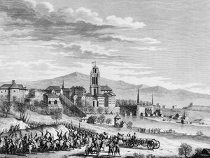 Wojna Rewolucji Francuskiej: Triumfalny wjazd Francuzów do Berna (Szwajcaria) w marcu 1798. Grawerowanie wykonane przez Berthauta według Girardeta. Paryż, Biblioteka Instytutu Historii Rewolucji