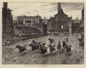 Wyścigi konne w Rzymie w okresie karnawału (rytowanie) autorstwa (after) Italian School