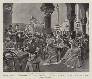 Wystawa Narodowa w Turynie, kawiarnia przy wejściu na dwór Maurów (lito) autorstwa (after) Italian School