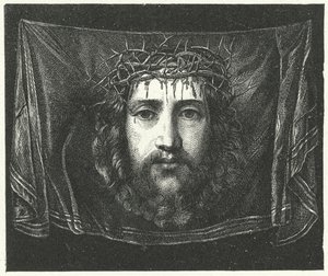 Welon Weroniki z portretem Chrystusa (rycina) autorstwa (c.1489 1534) (after) Correggio