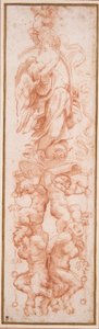 Dekoracja groteskowa na żebro sklepienia (czerwona kreda na białym papierze) autorstwa (c.1489 1534) Correggio