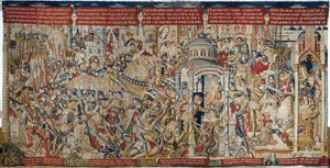 Wojna trojańska: zniszczenie Troi, ok. 1470 r. (gobelin)