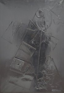 G. C. Riccardi, Combustione n. 2, 1977, mieszane media na płótnie, 60x80, Arpino, Fundacja Umberto Mastroianniego, Włochy.