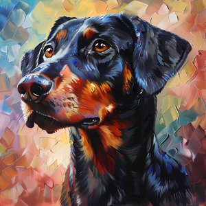Abstrakcyjny obraz psa Rhodesian Ridgeback, dekoracja zwierzęca, grafika ścienna autorstwa F. Abderrahim
