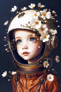dziecko astronauta na planecie Kwiaty, niestandardowe rozmiary druku zdjęć autorstwa F. Abderrahim