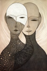 Obraz figuratywny dwie kobiety, styl Gustav Klimt, wydruki na płótnie online autorstwa F. Abderrahim