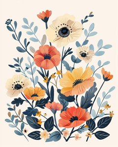 Boho flowers nursery dla botanicznych grafik ściennych na żądanie autorstwa F. Abderrahim