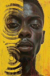 Minimalistyczne abstrakcyjne sci fi surrealizm czarny mężczyzna twarz online wydruki na płótnie autorstwa F. Abderrahim