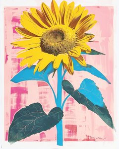Słonecznik na płótnie: botaniczny inspirowany Henri Matisse, grafika ścienna autorstwa F. Abderrahim