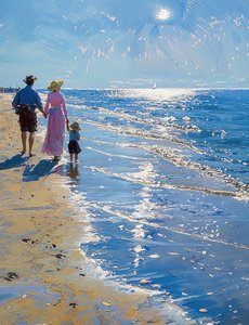 Krajobraz z zaciszną plażą, dekoracja ścienna do każdego pomieszczenia autorstwa F. Abderrahim