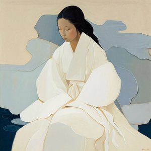 Koreański obraz, kobieta ubrana w tradycyjny hanbok, dekoracja ścienna na sprzedaż autorstwa F. Abderrahim