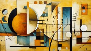 abstrakcyjny obraz kształty, matematyka i geometria, dekoracja ścienna do biura autorstwa F. Abderrahim