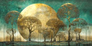 Drzewo Krajobraz Surrealistyczna abstrakcja w delikatnych odcieniach, nowoczesna dekoracja ścienna autorstwa F. Abderrahim