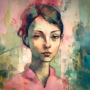 młoda różowa punkowa kobieta maurice portret, dekoracje ścienne do każdego pomieszczenia autorstwa F. Abderrahim