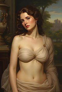 Pełne ciało piękna kobieta z profilu w miłości, Fantasy, surrealizm obraz, dekoracja ścienna drukuje autorstwa F. Abderrahim