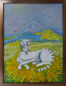 Pejzaż z białym kotem Picasso
