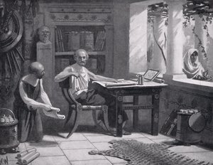 Ksenofont dyktujący swoją historię, ilustracja z „Historia Narodów Hutchinsona”, 1915