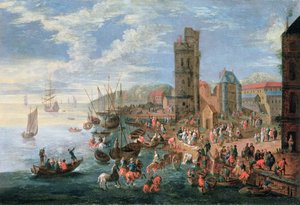 Scena w porcie autorstwa A.F. and Bouts, P. Boudewyns