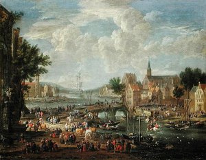 Mieszczanie na brzegu rzeki autorstwa A.F. and Bouts, P. Boudewyns