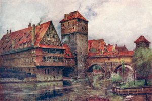 Henkersteg z Wasserturm, Norymberga, Niemcy, ok. 1905 autorstwa AG Bell