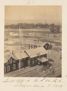 Biuro Kuratora, United States Military Railroad, Alexandria, Wirginia autorstwa A.J. Russell