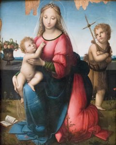 Madonna z Dzieciątkiem i św. Janem, Andrea Piccinelli znany jako il Brescianino (olej na desce) autorstwa A. (1485 c.1525) Piccinelli