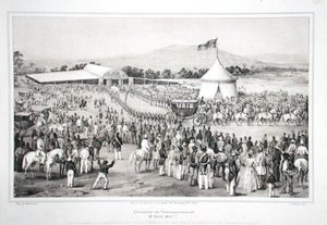 Koronacja generała Faustina Soulouque (ok. 1785-1867) jako cesarza Haiti autorstwa A. (after) Hartmann