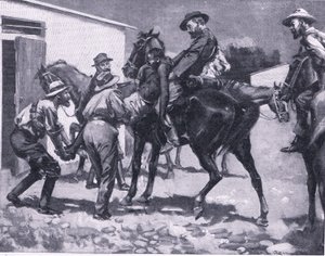 Ezaw próbuje uciec, z After Pretoria: The Guerilla War wydanego przez Harmsworth Bros Limited, 1901