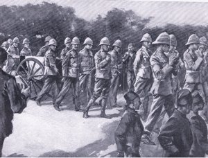 Pogrzeb z wojskowymi honorami więźnia burskiego w Simonstown, z książki After Pretoria: The Guerilla War wydanej przez Harmsworth Bros Limited, 1901