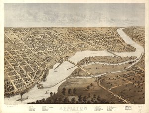Appleton, hrabstwo Outagamie, Wisconsin, 1867 r. LOC 73694533 autorstwa A.; Chicago Lithographing Co. Ruger