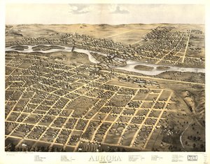 Aurora, Illinois 1867 r. LOC 73693341 autorstwa A.; Chicago Lithographing Co. Ruger