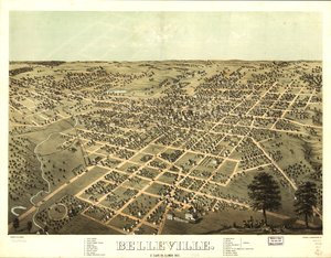 Belleville, St. Clair Co, Illinois 1867. LOC 73693343 autorstwa A.; Chicago Lithographing Co. Ruger