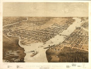 Green Bay i Fort Howard, Brown Co., Wisconsin 1867 r. LOC 73694541 autorstwa A.; Chicago Lithographing Co. Ruger