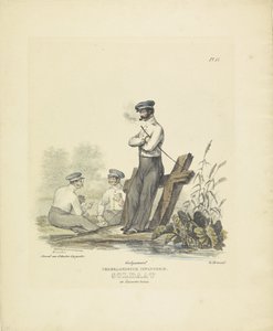 Żołnierz w koszarowym mundurze, 1820-1825 Piechota holenderska. Żołnierz w stroju Kaserne (tytuł na obiekcie) Stroje wojskowe Królestwa Niderlandów. Dedykowane Jego Ekscelencji Willemowi van Bylandtowi (tytuł serii na obiekcie)