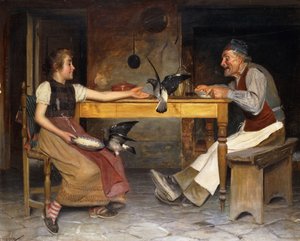 Wspólny posiłek (olej na płótnie) autorstwa A. Gobi