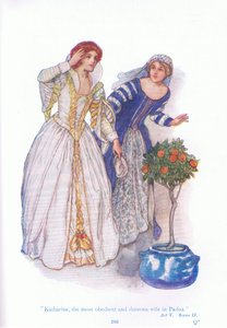 Katherine najbardziej posłuszna i posłuszna żona w Padwie (Poskromienie złośnicy), z Opowieści z pubu Szekspira. przez Ward Lock & Co Ltd