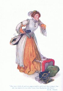 Katherine była damą o nieokiełznanym duchu i ognistym temperamencie (Poskromienie złośnicy) z pubu Tales from Shakespeare. przez Ward Lock & Co Ltd