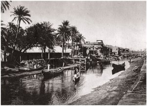 Ashar Creek prowadzący do Shatt al-Arab, Basra, Irak, 1925.