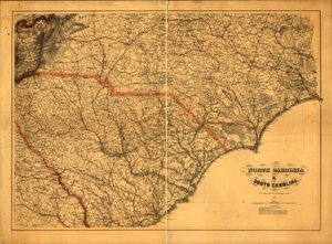 633 600. LC Civil War Maps (wyd. 2), 305a.4 Mapa ogólna. Uprawnienia użyte do stworzenia mapy są wymienione poniżej tytułu. Nazwy stanów, granice i linie kolejowe są nadrukowane na czerwono. Opis zaczerpnięty z opublikowanej bibliografii. Dostępne również  autorstwa A. Lindenkohl