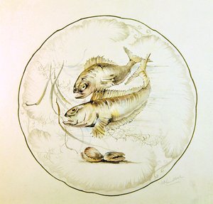 Wzór Wedgwood na talerz, ok.1880 (akwarela na papierze) autorstwa A. Proudlove
